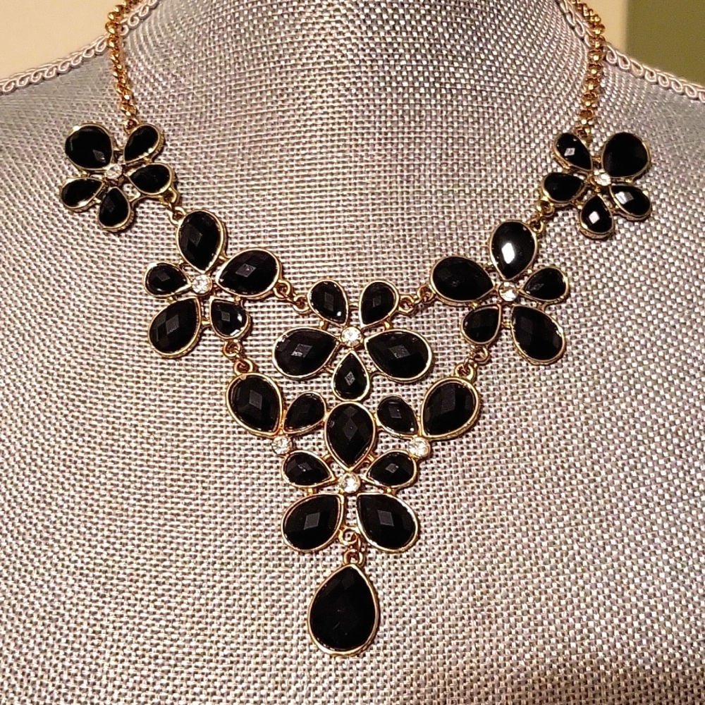 Chit Chat black and gold statement necklace